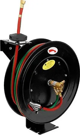1/4″ Retractable Welding Hose Reel – 50-Foot Steel Oxygen/Acetylene Spooler for Workshop Safety ARH01