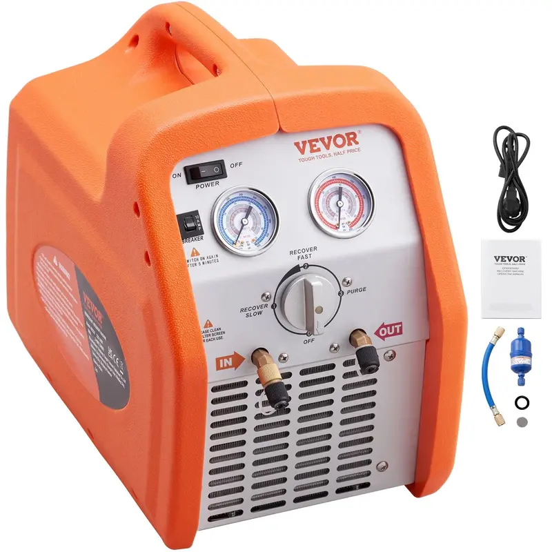 1 HP Dual-Cylinder AC Refrigerant Recovery Machine – High-Flow HVAC Service Unit for R134a, R410a & More 628529