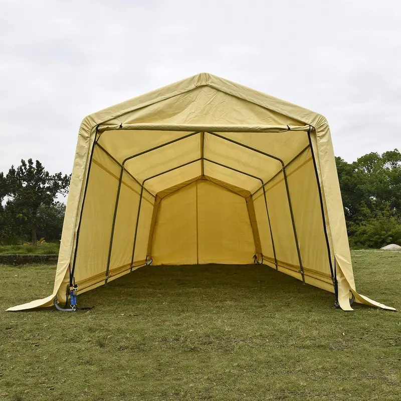 10 ft x 17 ft Waterproof Yellow Storage Shelter – Heavy-Duty Portable Garage or Shed