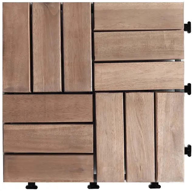 10-Pack Interlocking Deck Tiles – Premium Acacia Wood or WPC Composite Paving Planks for Patios & Balconies