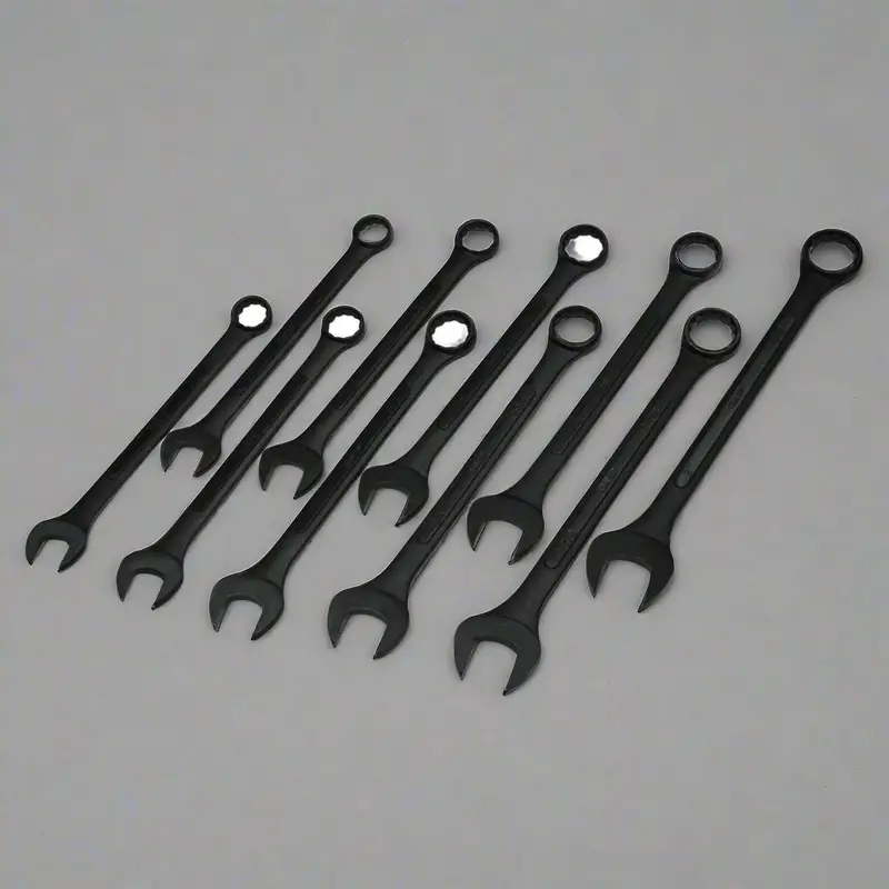 10-Piece Heavy-Duty Combination Wrench Set — Black Oxide Finish, SAE & Metric Sizes (1-5/16″ to 2″ / 33mm to 50mm)