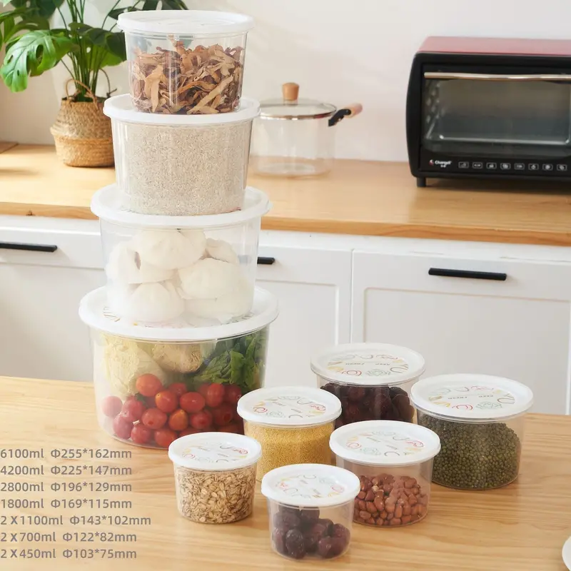 10-Piece Mixed-Shape Food Storage Set – Round and Square Freezer-Safe Containers for Meal Prep & Bulk Storage