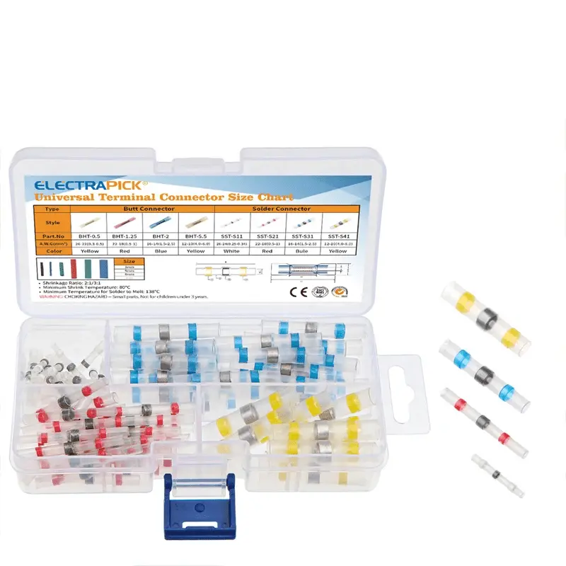100-Piece Heat Shrink Butt Connector Kit for Wire Termination (SDM030112)