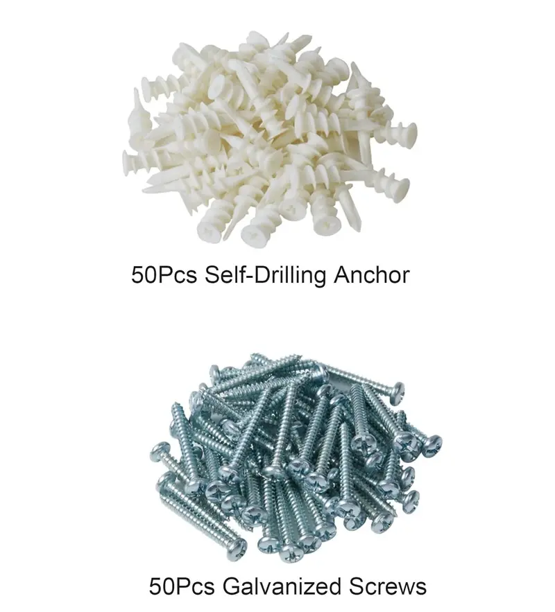 100-Piece Heavy-Duty Drywall Anchor and Screw Kit for Sheetrock Mounting