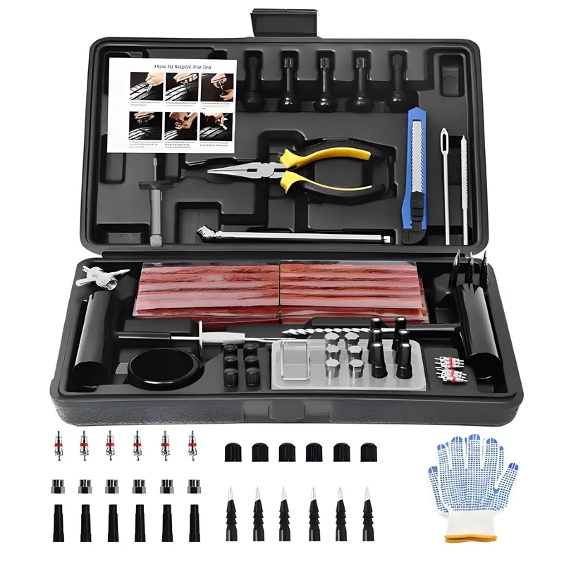 102-Piece Heavy-Duty Tire Plug Repair Kit for Tubeless Vehicle Tires