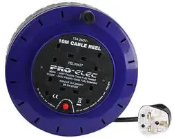 10m 4-Socket Mains Extension Cable Reel – 13A Heavy-Duty Rewind Spool