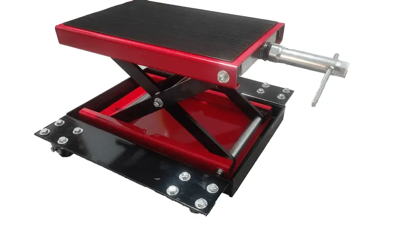 1100-Lb Portable Motorcycle & ATV Scissor Lift – Center-Crank Hoist with Wide Deck (Model 250522B)