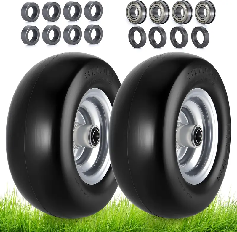 11×4.00-5 Tubeless Lawn Mower Front Tires (2-Pack) – Smooth-Rolling Replacement for Riding Mowers