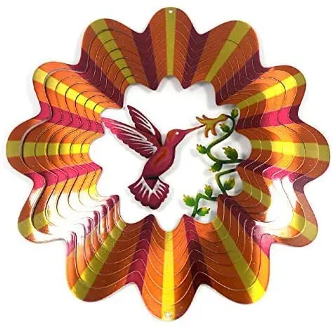 12-Inch 3D Hummingbird Wind Spinner – Whirligig Garden Sculpture with Dynamic Motion (Model GD040057)