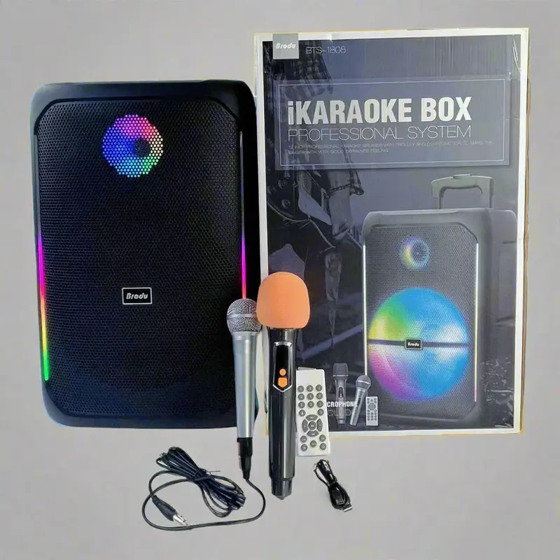 12-Inch Portable Karaoke Speaker – 40W Bluetooth System with RGB Lights, Mic, USB/TF & Remote (BTS1808)
