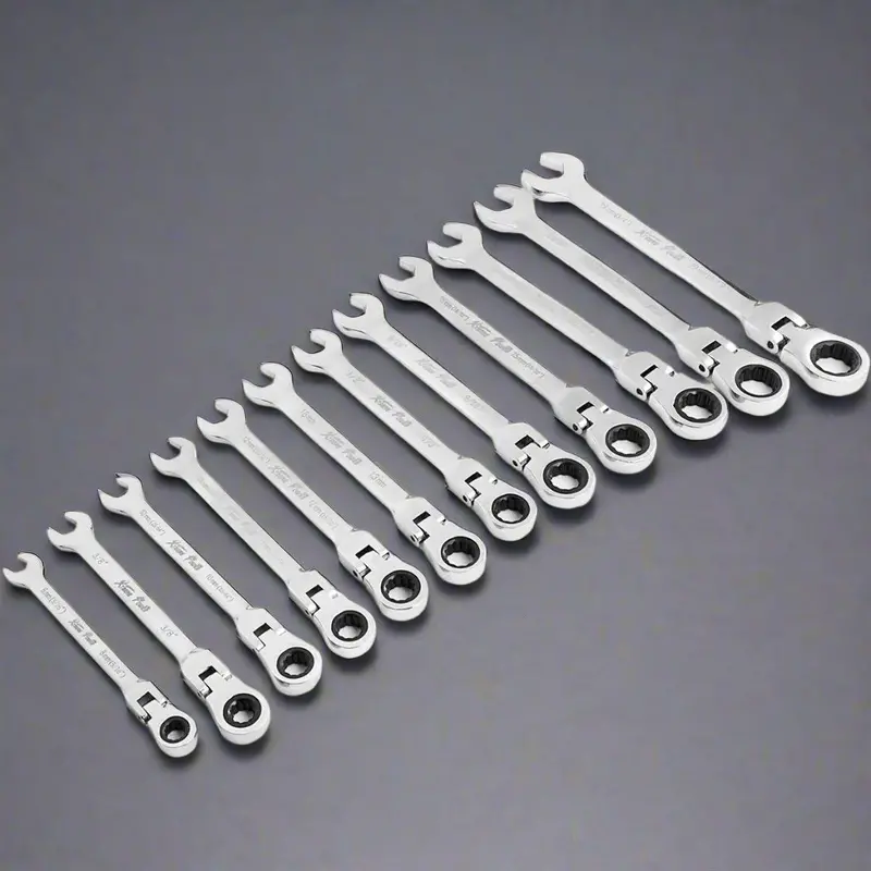 12-Piece SAE Folding Ratchet Wrench Set | Chrome-Plated, Compact & Durable Hand Tools