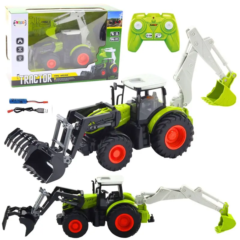 1:24 Scale 6-Channel RC Farm Vehicle Collection – Tractor, Front-End Loader, and Wagon Set