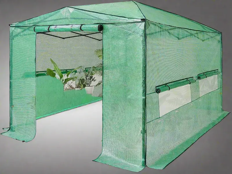 12×8-Foot Portable Outdoor Greenhouse – UV-Resistant PE Cover, Snap-and-Go Pop-Up Structure for Season Extension