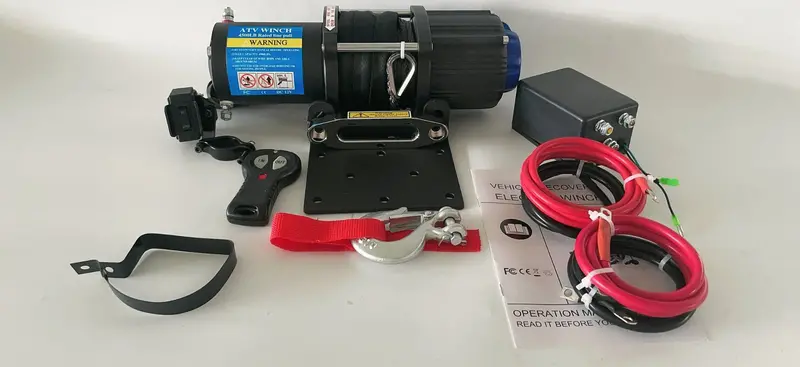 12V 4500 lb Synthetic Rope Winch with Remote Control – Lightweight, High-Strength Recovery Tool (JTX4500)
