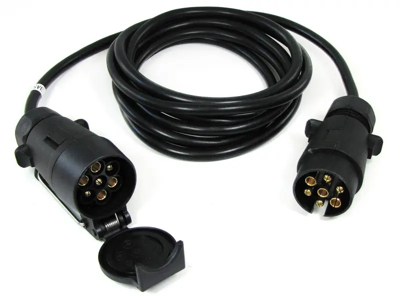 12V 7-Pin Trailer Wiring Cable – Plug-to-Socket Configuration, 5-Metre Length