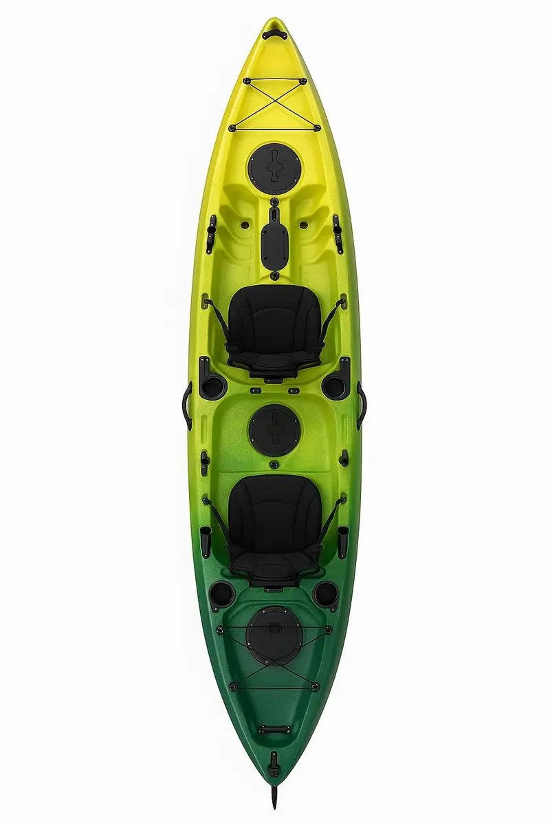 13.5-Foot Tandem Fishing Kayak – Stable Dual-Seat Design with Rod Holders, Dry Storage, and Lake-to-Ocean Versatility