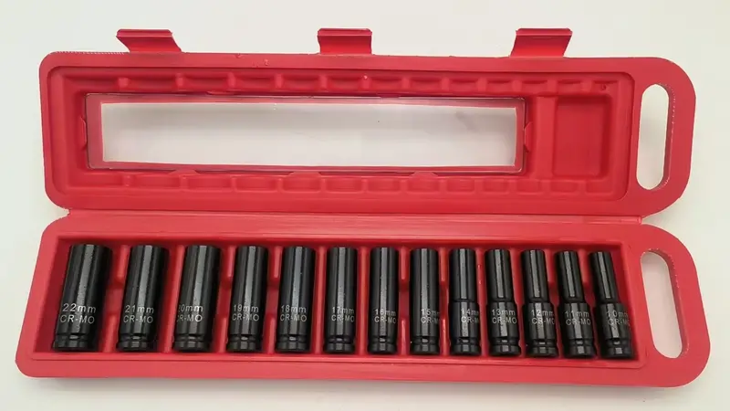 13-Piece 1/2-Inch Drive Impact Socket Set – 78mm Long Cr-Mo Sockets for Mechanics