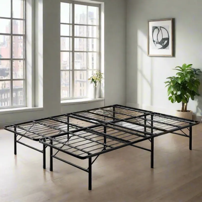 14-Inch Full-Metal Folding Bed Frame – Heavy-Duty No-Box-Spring Support Base
