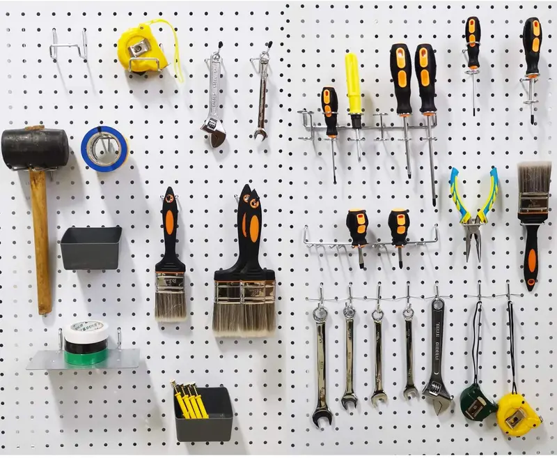 140-Piece Heavy-Duty Pegboard Organization Kit: Plastic Bins, Steel Hooks, Locks & Holders for Standard Pegboards