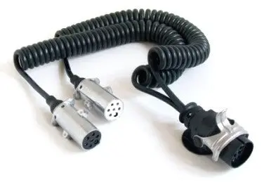 15-Core Coiled Cable Assembly – Ends in Dual 7-Pin Plugs, 3.5m Working Length