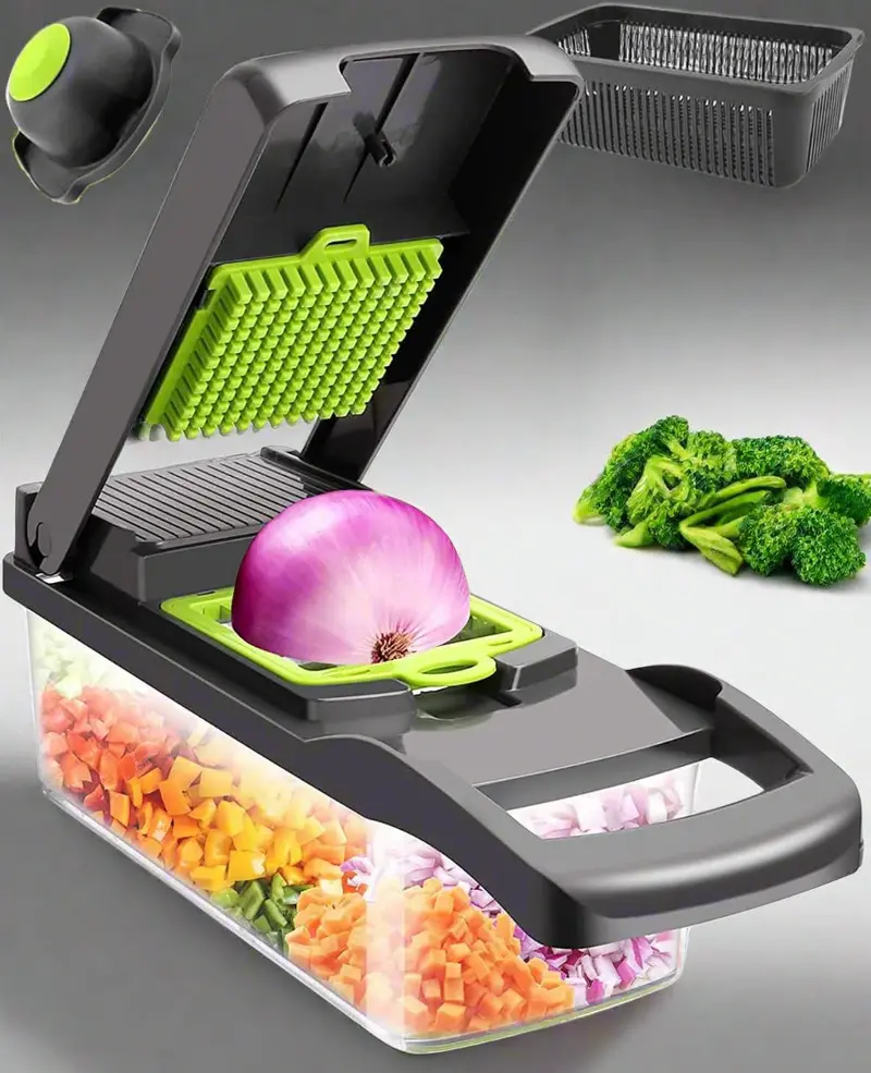 15-in-1 Adjustable Mandoline Vegetable Chopper with Blades, Peeler, and Catch Container