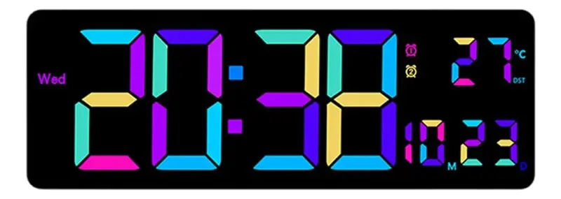 16-Inch Digital Wall Clock with LED Display – Temperature, Date, and Auto-Dimming Night Light (JXCL16)