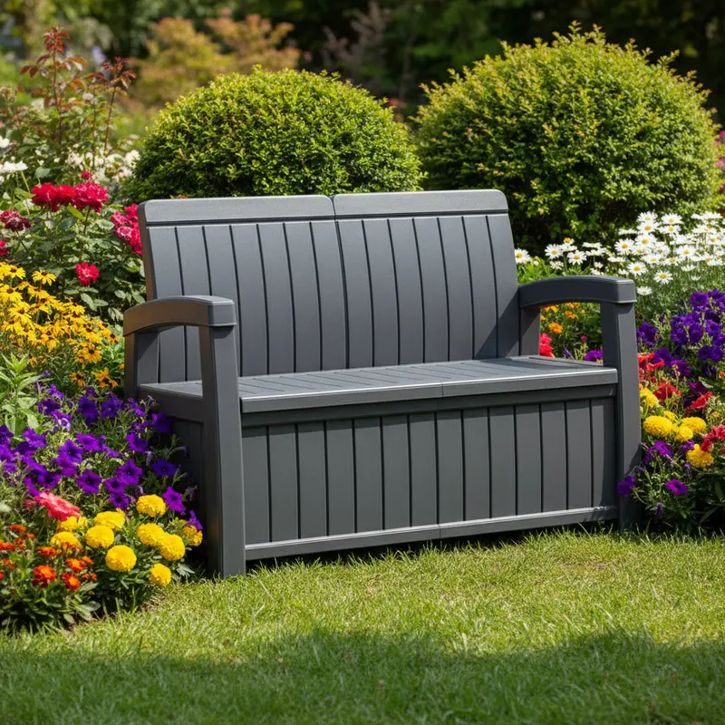 185-Liter Outdoor Patio Storage Bench – Weather-Resistant Resin Deck Box with 600 lb Weight Capacity