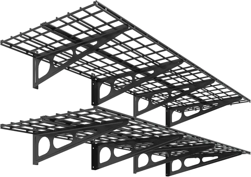 2-Pack Heavy-Duty Wall-Mounted Garage Shelving – Steel Storage Racks with Adjustable Brackets (SRSeries)