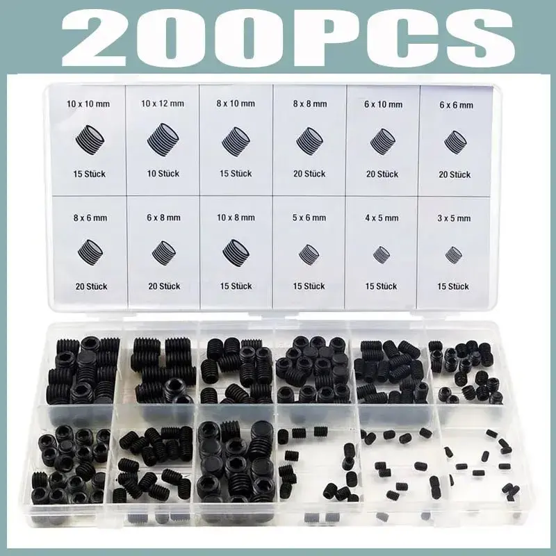 200-Piece Flat-Point Allen Socket Hex Screw Assortment (FS010259)