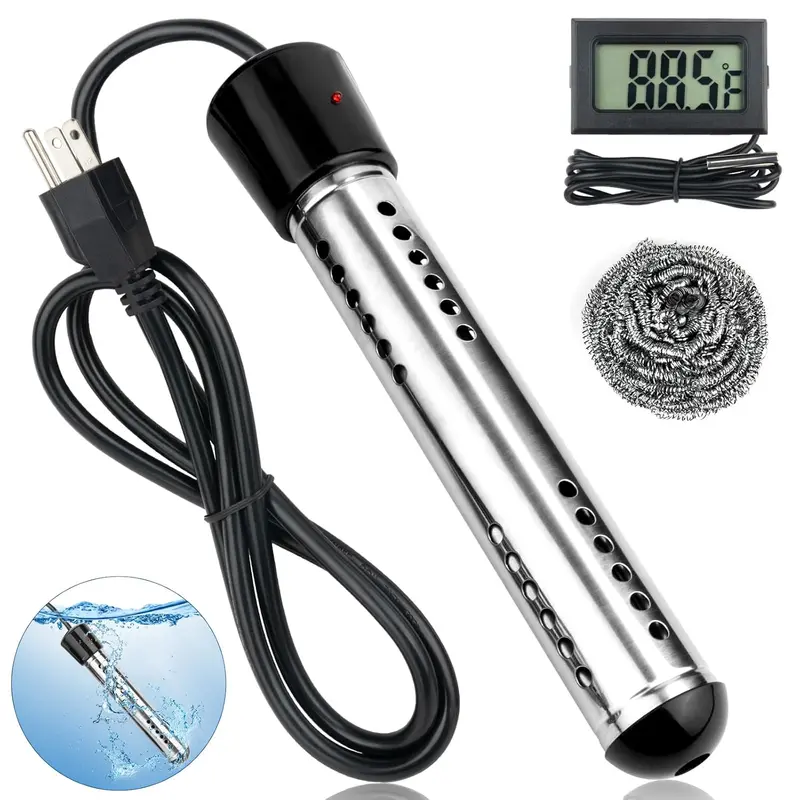2000W LCD-Controlled Immersion Heater – Stainless Steel Guarded Electric Hot Water Heater for On-Demand Use (WH26102)