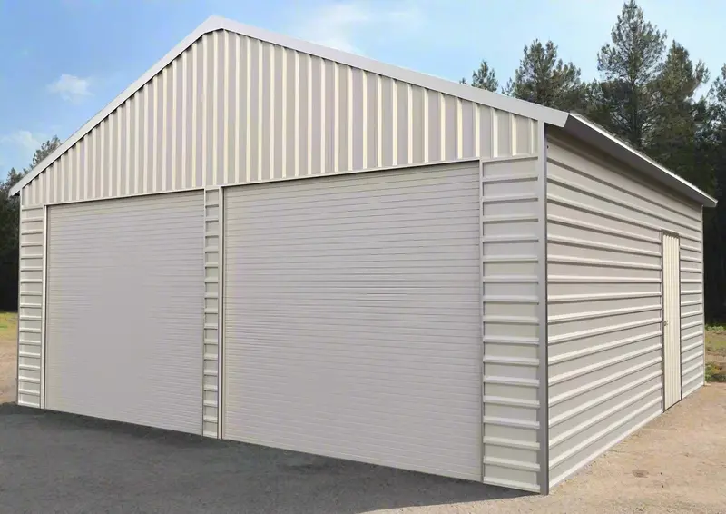 21′ x 19′ Heavy-Duty Double-Wall Metal Garage Shed with Optional Roll-Up Door Upgrade