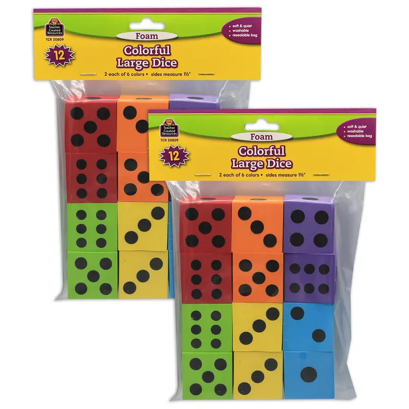 24-Piece Vibrant Foam Dice Set for Math Games and Counting Activities