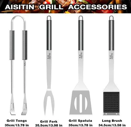 25-Piece Stainless Steel BBQ Tool Set – Complete Grilling Kit with Ergonomic Handles