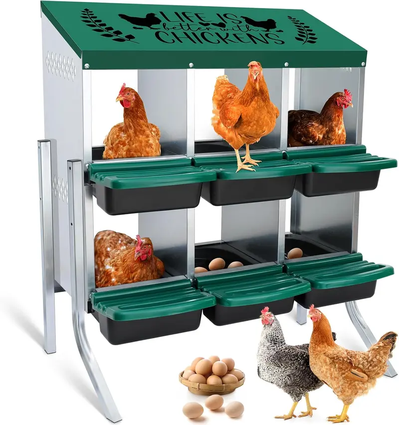 3-Bay Roll-Away Chicken Nesting Box – Egg Collection System for Backyard Hens (768421000000)