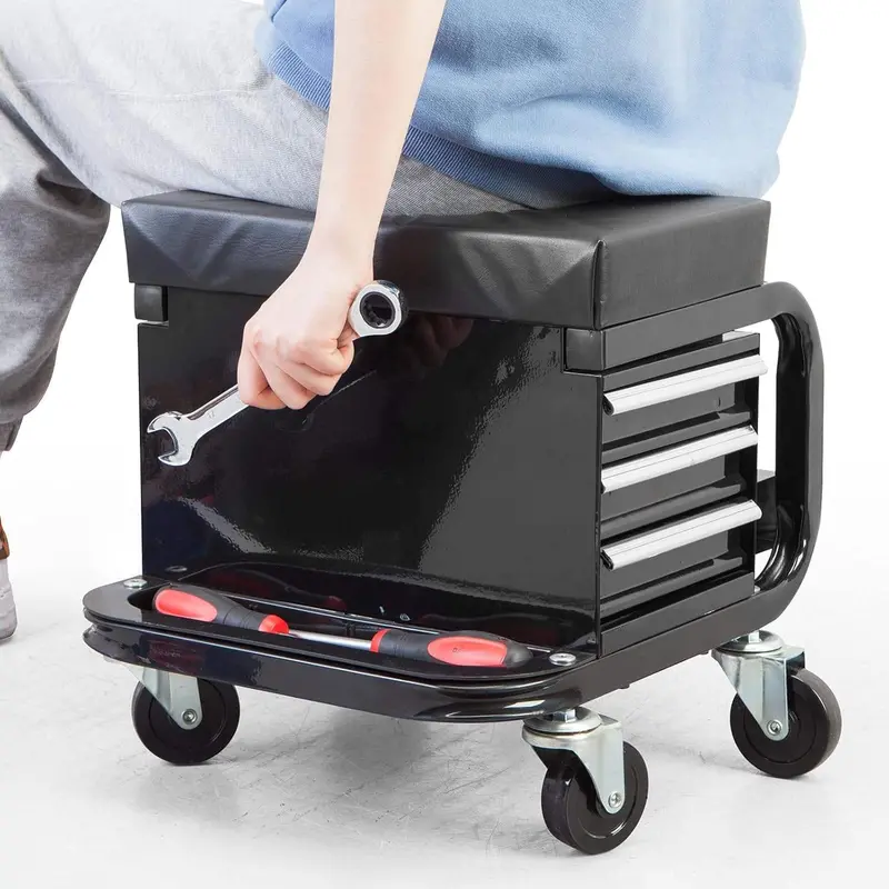 3-Drawer Mechanic Utility Cart – Includes Bottle Holders & Tool Organization