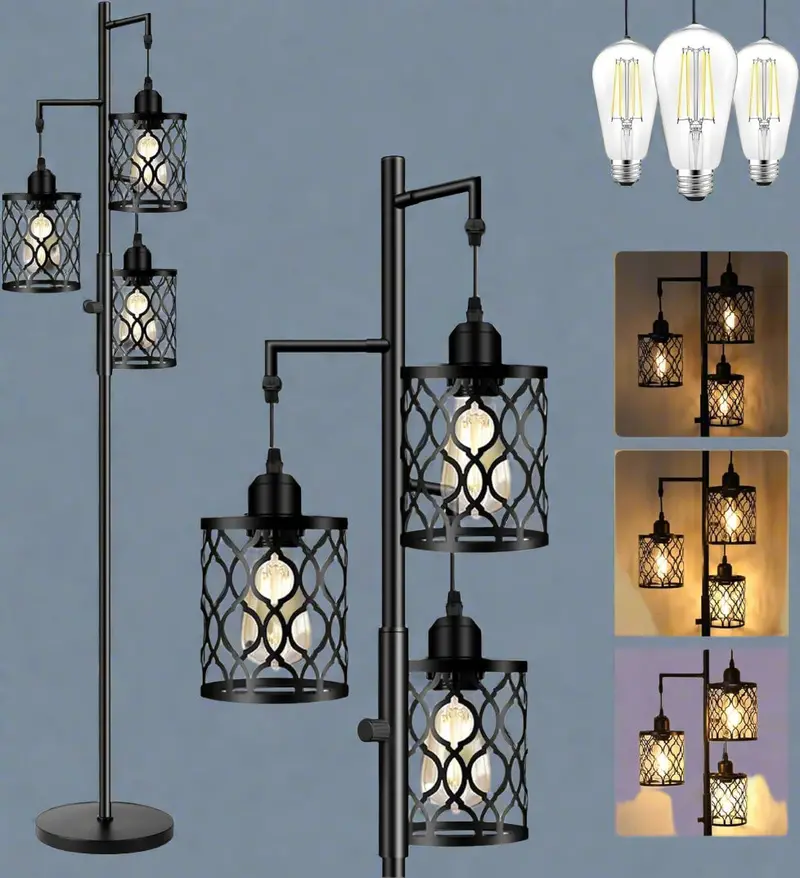3-Head Adjustable Floor Lamp – Industrial-Style Standing Light with Smooth Dimming Control | 250332