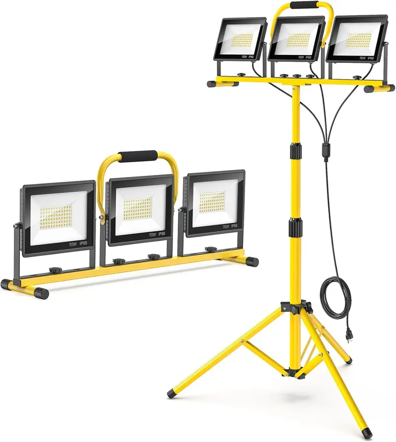 3-Head Adjustable LED Work Light Tripod – 21000LM, IP66 Waterproof, 6500K