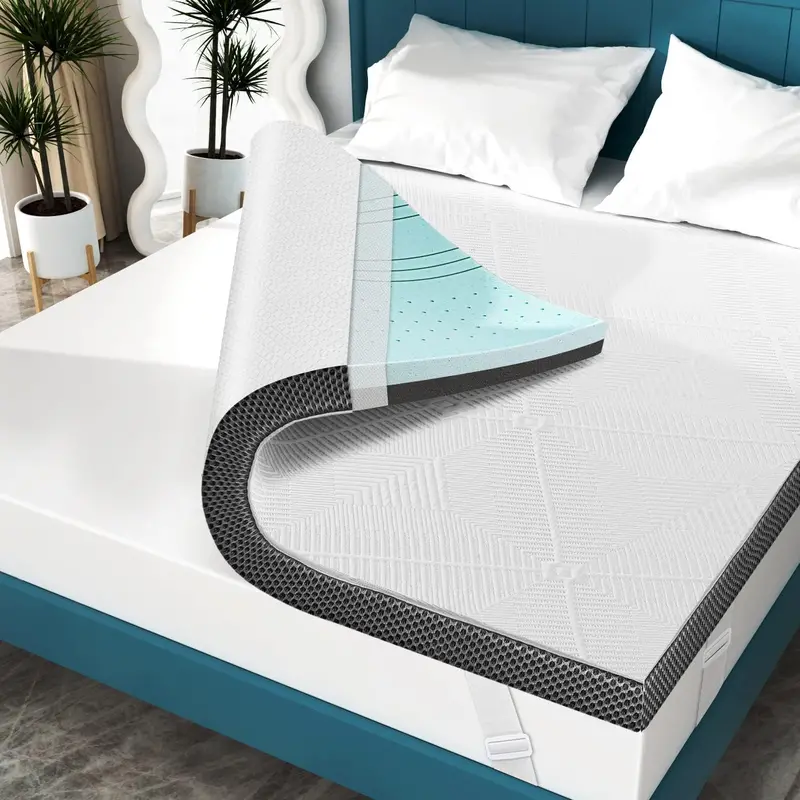 3-Inch Gel-Infused Memory Foam Mattress Topper – King Size, Cooling Fabric, Dark Gray (B0BQHLGB3H)