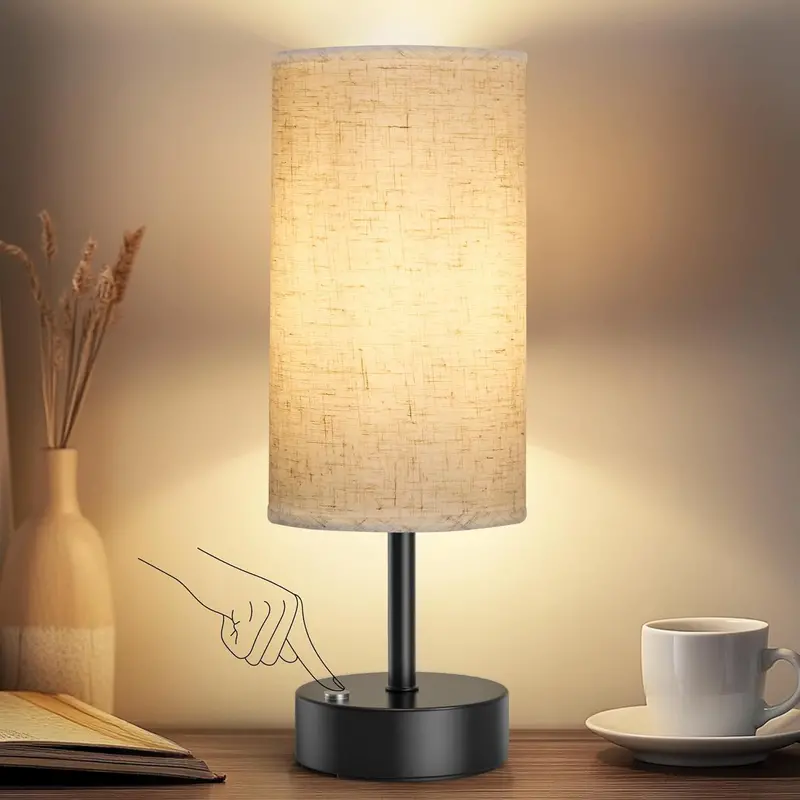3-Mode Bedside Lamp with Dual USB Ports – Adjustable Nightstand Light Featuring Integrated LED Bulb | 250335