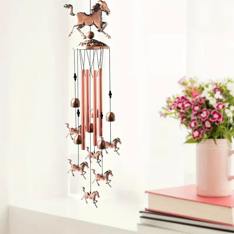 32-Inch Horse-Themed Metal Wind Chime – Rustic Garden & Patio Hanging Decor