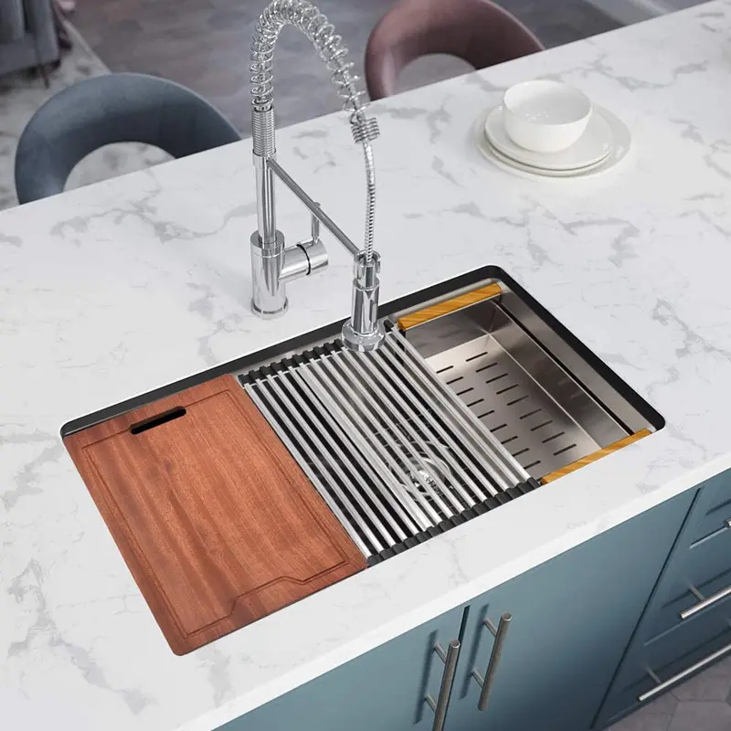32-Inch Single-Bowl Drop-In Stainless Steel Kitchen Sink – Commercial-Grade 304 Steel (Model 3219LD)
