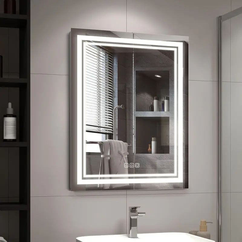 32×24 Dimmable LED Bathroom Mirror – Frontlit & Backlit with Demister and Adjustable 3-CCT Color Temperatures (LED3224A)