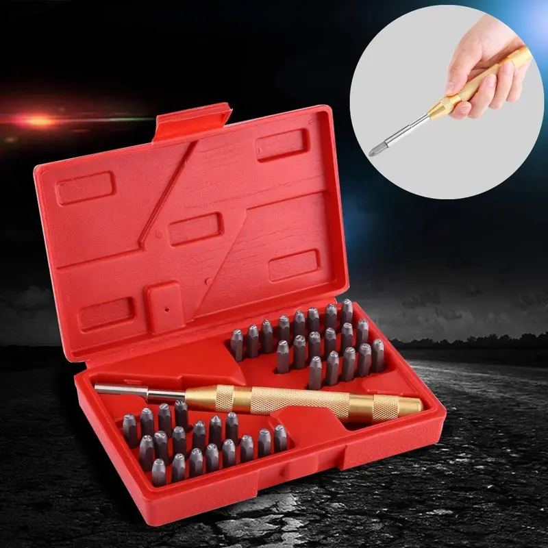 36-Piece Metal Letter and Number Stamping Punch Set for DIY Marking and Engraving