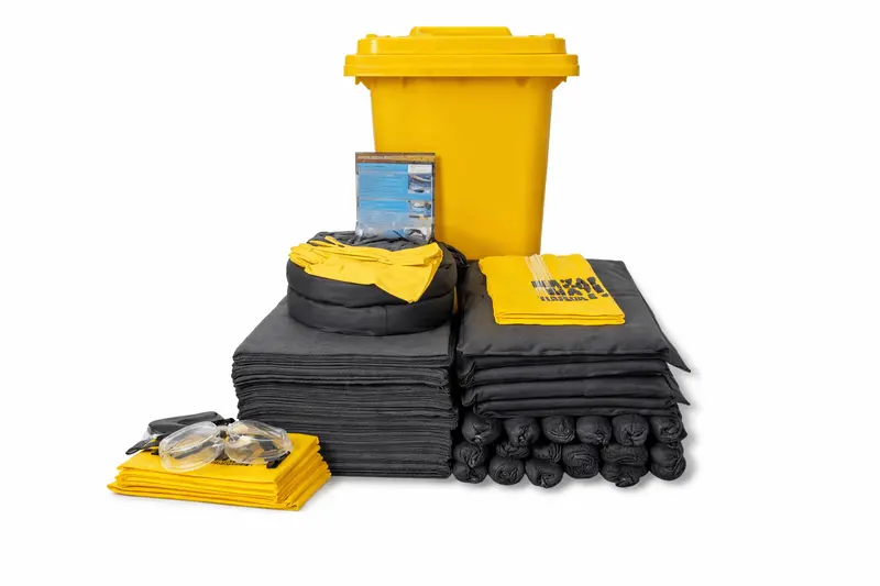 360-Liter Universal Spill Containment Kit with Absorbents and PPE – Grey Bin