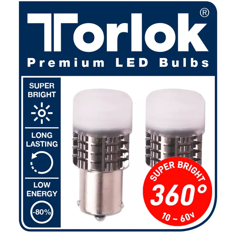 360° Super-Bright BA15s LED Tail Light Bulbs — 12V/24V Compatible