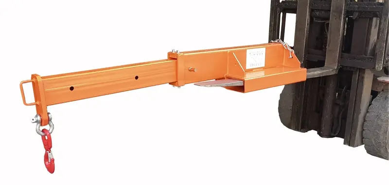 4.75-Ton Telescoping Crane Jib Boom – Heavy-Duty Adjustable Forklift Attachment with Safety Hook and Reinforced Boom Arms