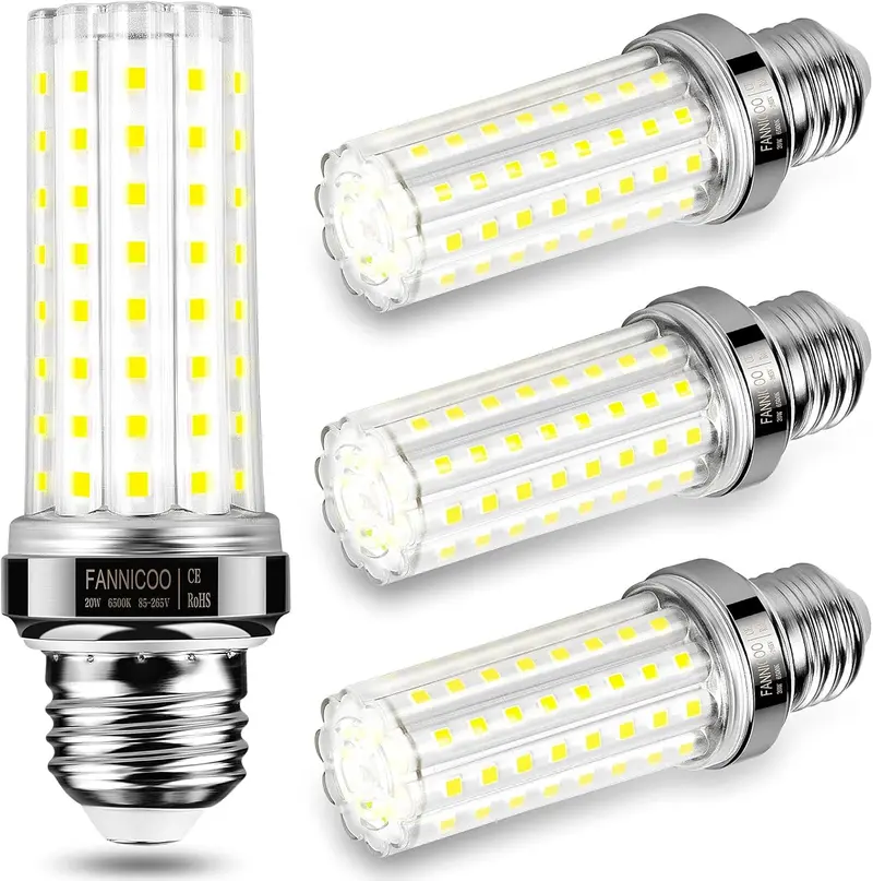 4-Pack 20W LED Corn Light Bulbs – 2500 Lumen, 6500K Daylight, E26/E27 Base