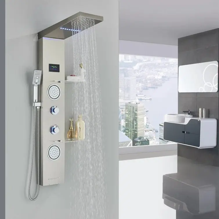 4-Way LED Jet Rainfall Shower Head – Stainless Steel Luxury Shower with Multi-Directional Massage