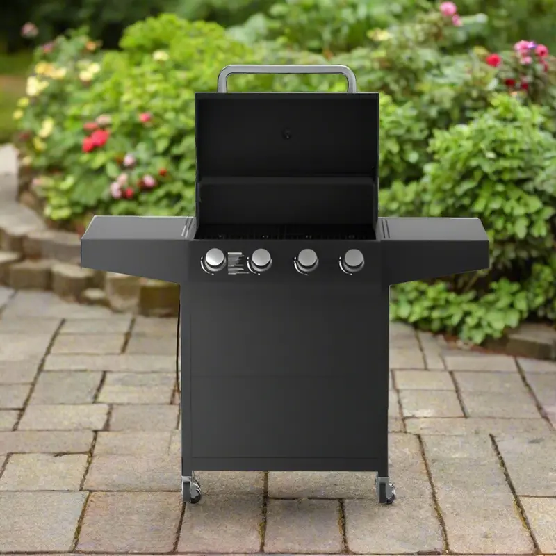 40,000 BTU Propane Gas Grill – Outdoor BBQ with Heavy-Duty Cast Iron Grates, EQB40BA Model