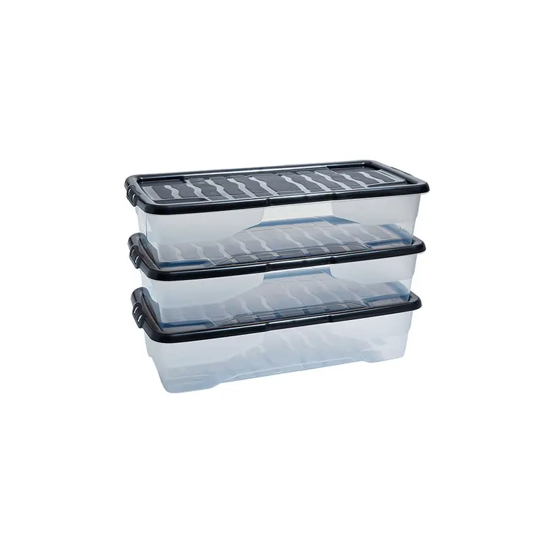 42-Litre Under-Bed Storage Box – Curved Lid, 3-Pack Set